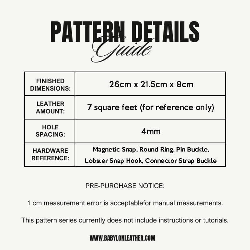 BABYLON™ Elegant Ladies Crossbody Bag DIY Leather Pattern AAB - 788 - Babylon LeatherBabylon LeatherAAB - 788 - Kraft Board