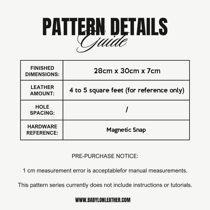 BABYLON™ Handheld Underarm Tote Bag Making Pattern AAB - 988 - Babylon LeatherBabylon LeatherAAB-988-Kraft Board