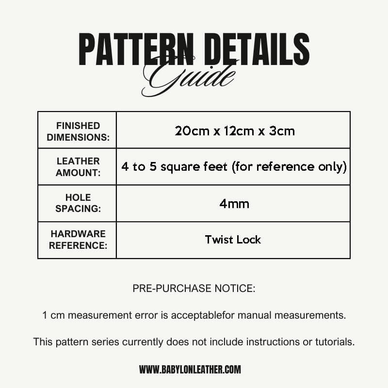 BABYLON™ Kelly Clutch Making Pattern AAB - 852 - Babylon LeatherBabylon LeatherAAB - 852 - Kraft Board