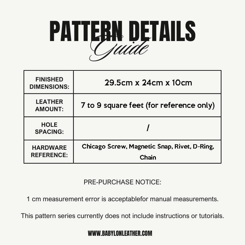 BABYLON™ Leather Tote Bag Craft Pattern AAB - 194 - Babylon LeatherBabylon LeatherAAB - 194 - Kraft Board