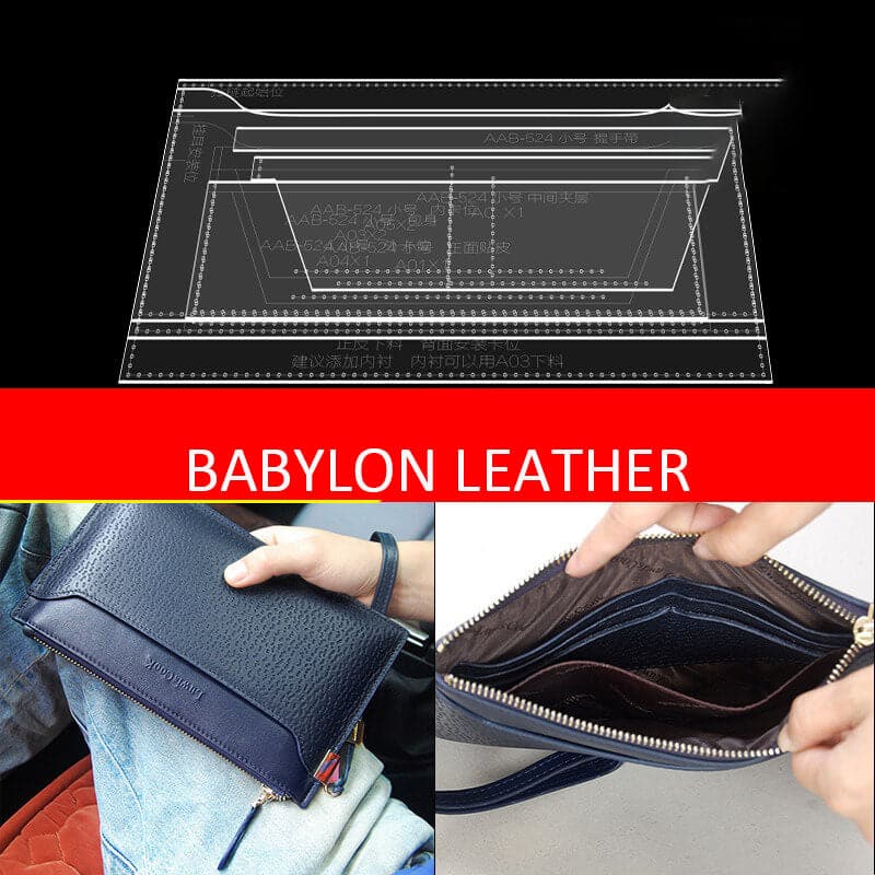 BABYLON™ Men's Leather Clutch Pattern AAB - 524 - Babylon LeatherBabylon LeatherAAB - 524 - Kraft Board - Large - 28.5x18.5cm