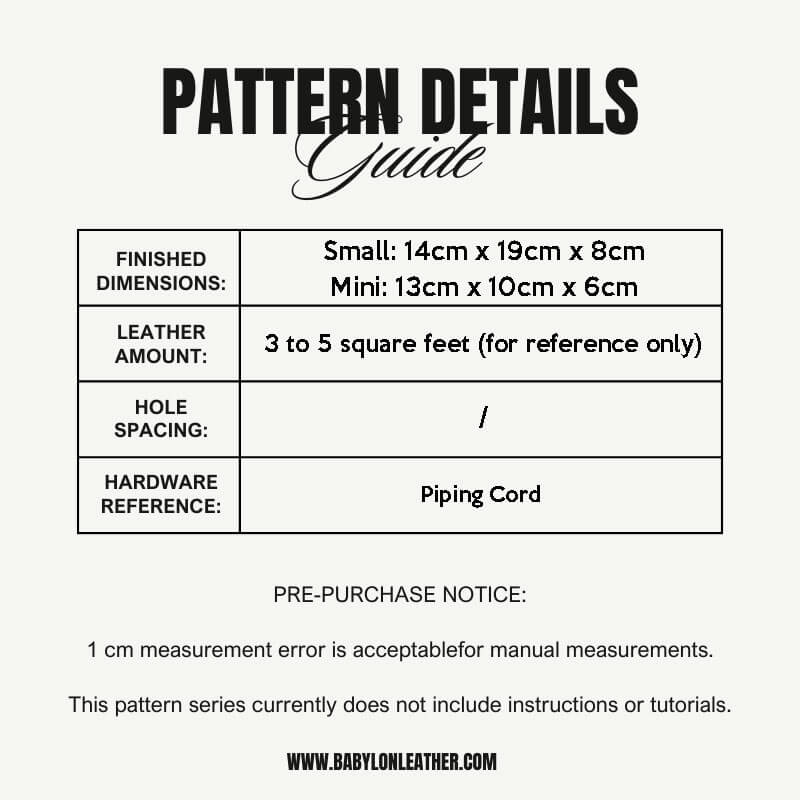 BABYLON™ Mini Tote Bag Leather Working Pattern AAB - 389 - Babylon LeatherBabylon LeatherAAB-389-Kraft Board-Small