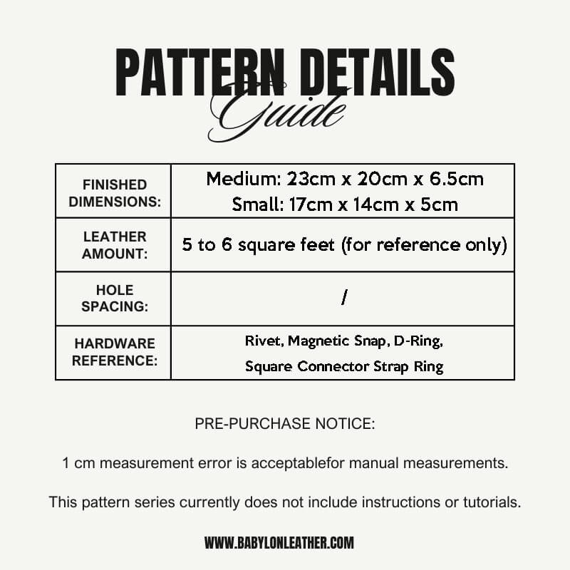 BABYLON™ Vintage Saddle Bag Pattern AAB - 57 - Babylon LeatherBabylon LeatherAAB - 57 - Kraft Board - Medium - 23x20x6.5cm