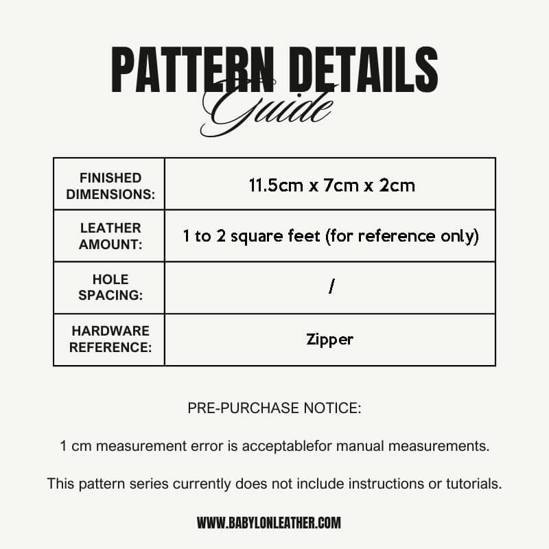 BABYLON™ Zipper Coin Purse and Cardholder Making Pattern AAB - 349 - Babylon LeatherBabylon LeatherAAB-349-Kraft Board