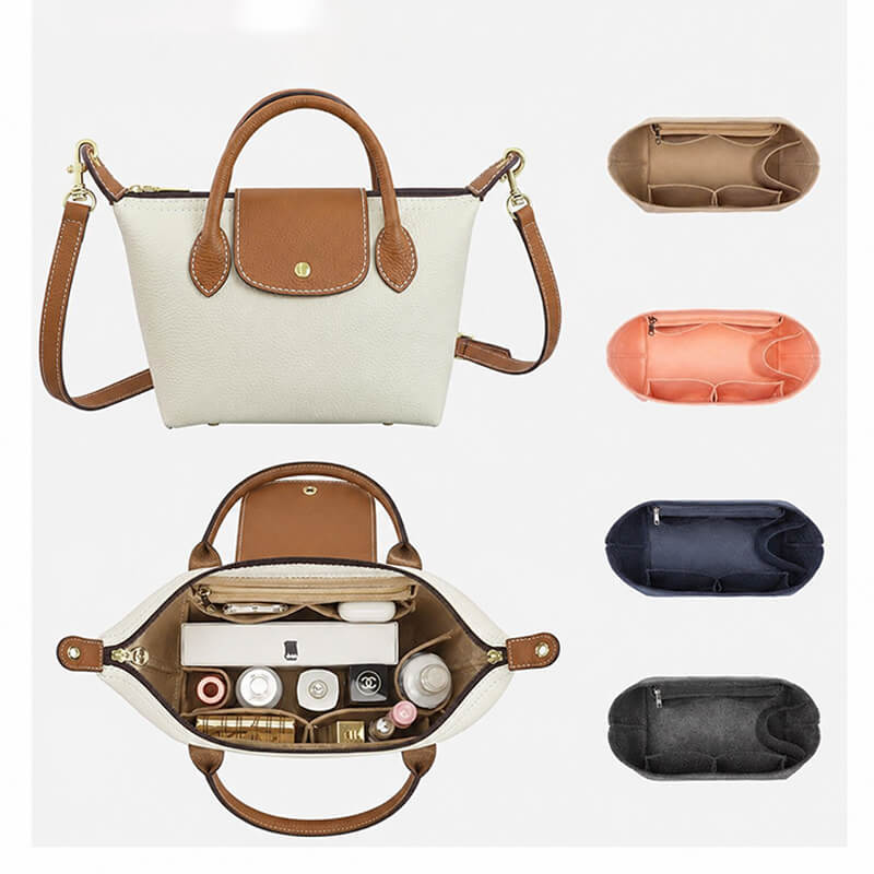Bag Insert Organizer for Longchamp Energy-Style Bags Mini/S/M - Babylon LeatherBabylon LeatherQZ10-Khaki-Mini