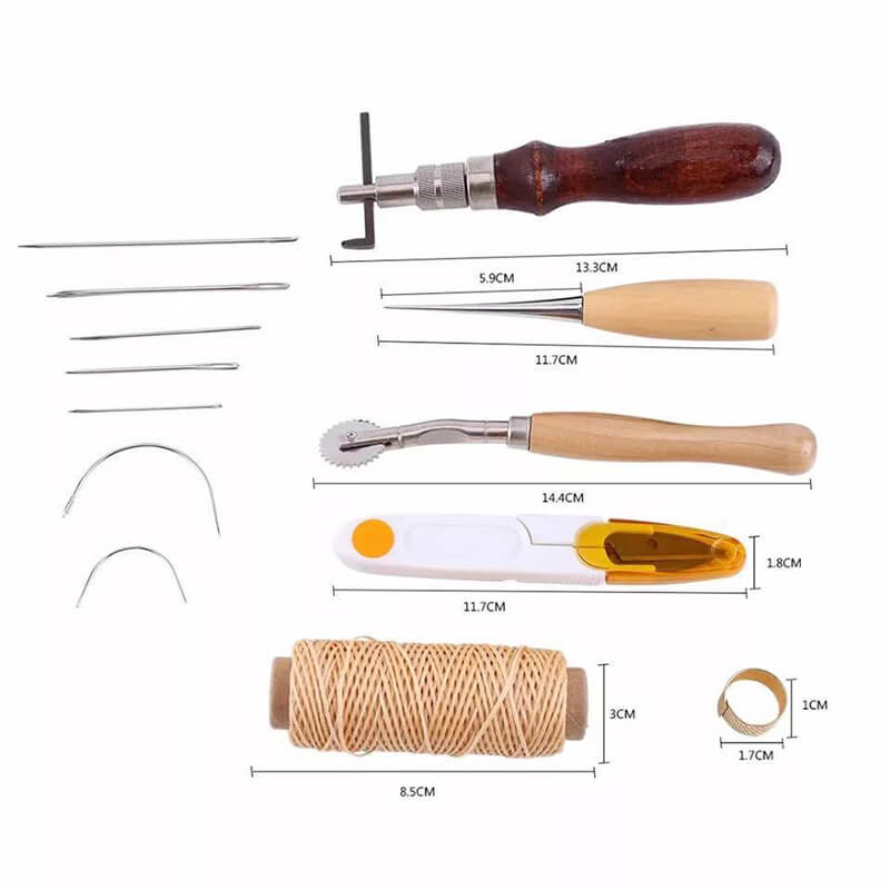 14-Piece Leather Craft Tool Set with Groover and Chisels - Babylon Leather