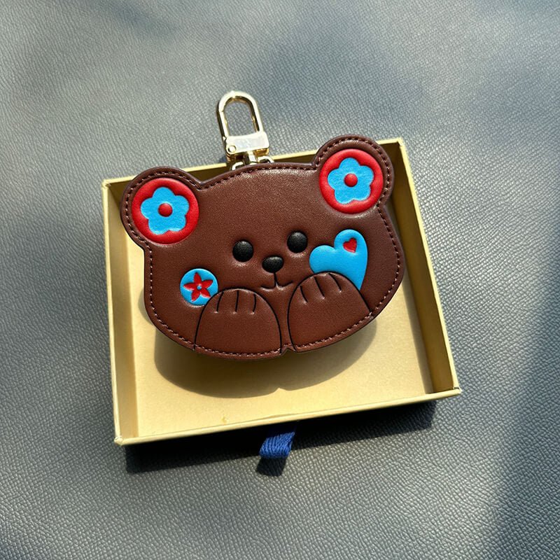 Bear, French Bulldog and Shiba Inu Earbud Case Keychain – Babylon Leather - Babylon LeatherBabylon LeatherCLJ06-coffee