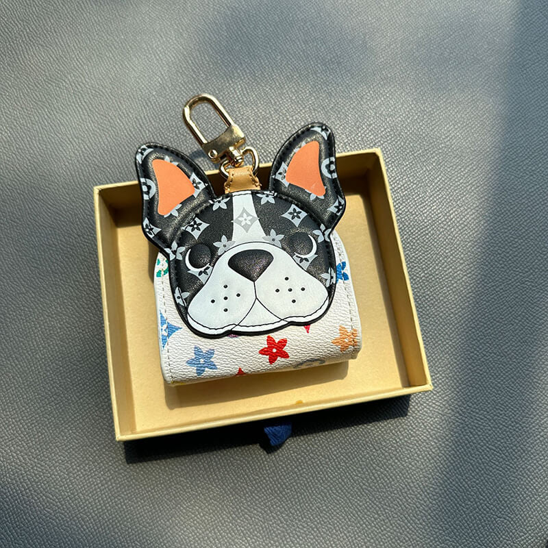 Bear, French Bulldog and Shiba Inu Earbud Case Keychain – Babylon Leather - Babylon LeatherBabylon LeatherCLJ06-White & Black