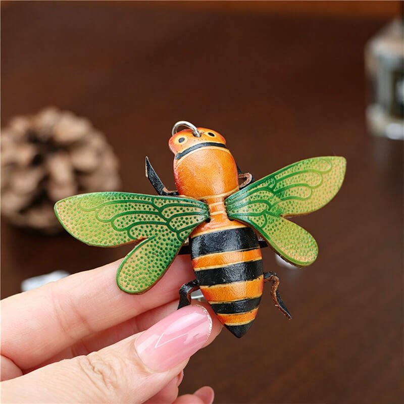 Bee Leather Bag Charm – Babylon Leather - Babylon LeatherBabylon LeatherLLZ17-Green