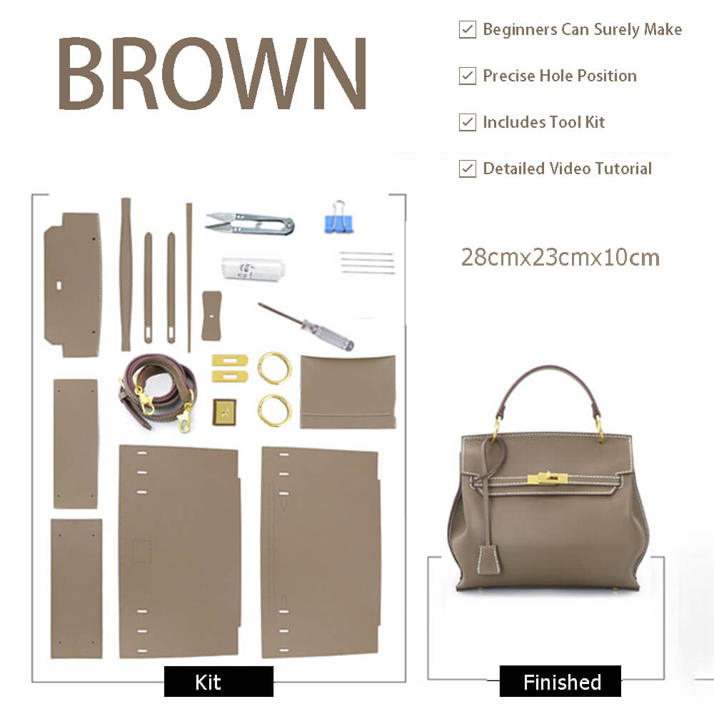 Birkin Laptop Leather Bag DIY Kit – Babylon Leather - Babylon LeatherBabylon LeatherSY58-Brown-White