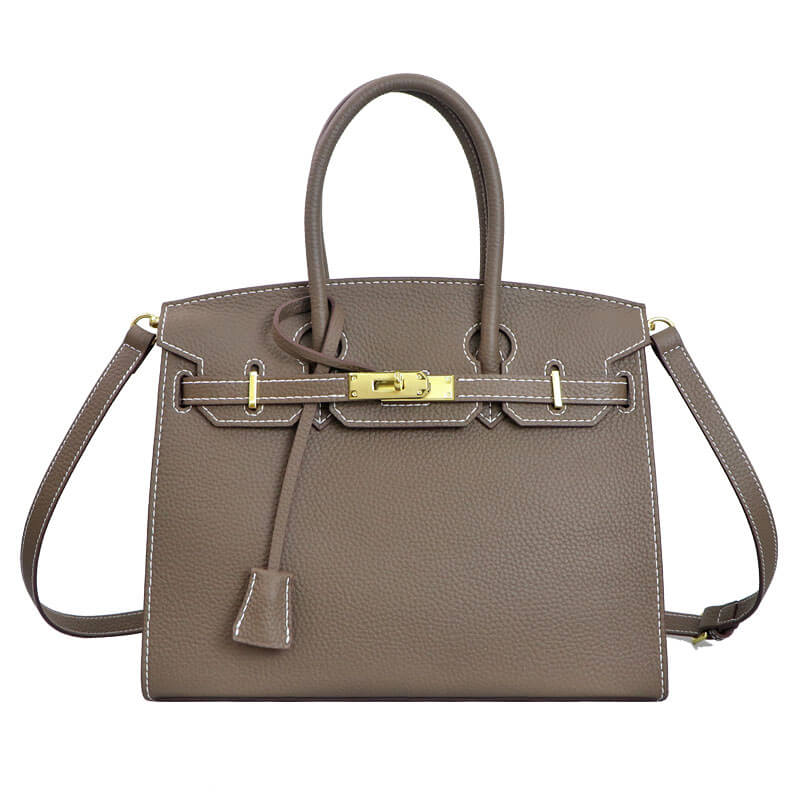 Birkin - Style Leather Tote Bag DIY Kit (No Piping Strip) ¨C Babylon Leather - Babylon LeatherBabylon LeatherSY101 - Brown - Gold - White