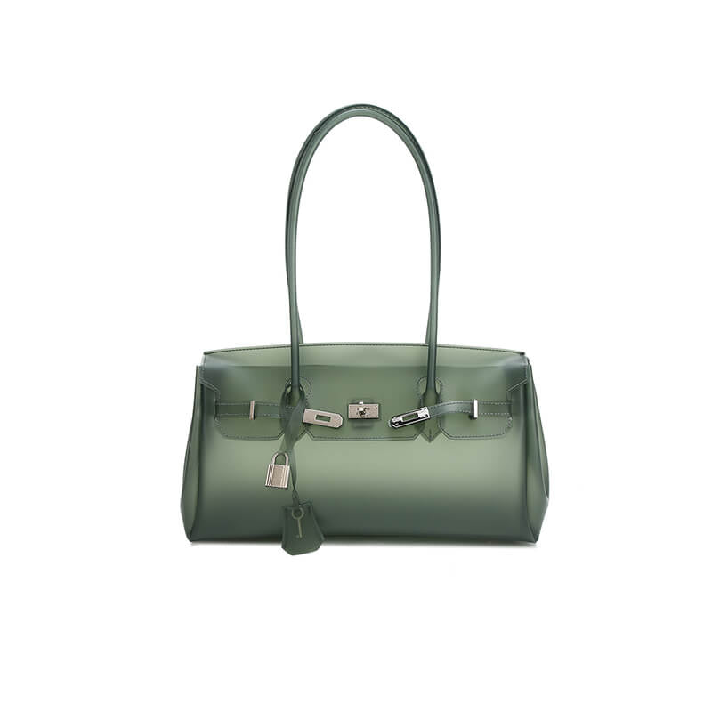 Birkin-Style Transparent Jelly Shoulder Bag - Babylon Leather - Babylon LeatherBabylon LeatherPP36-Green