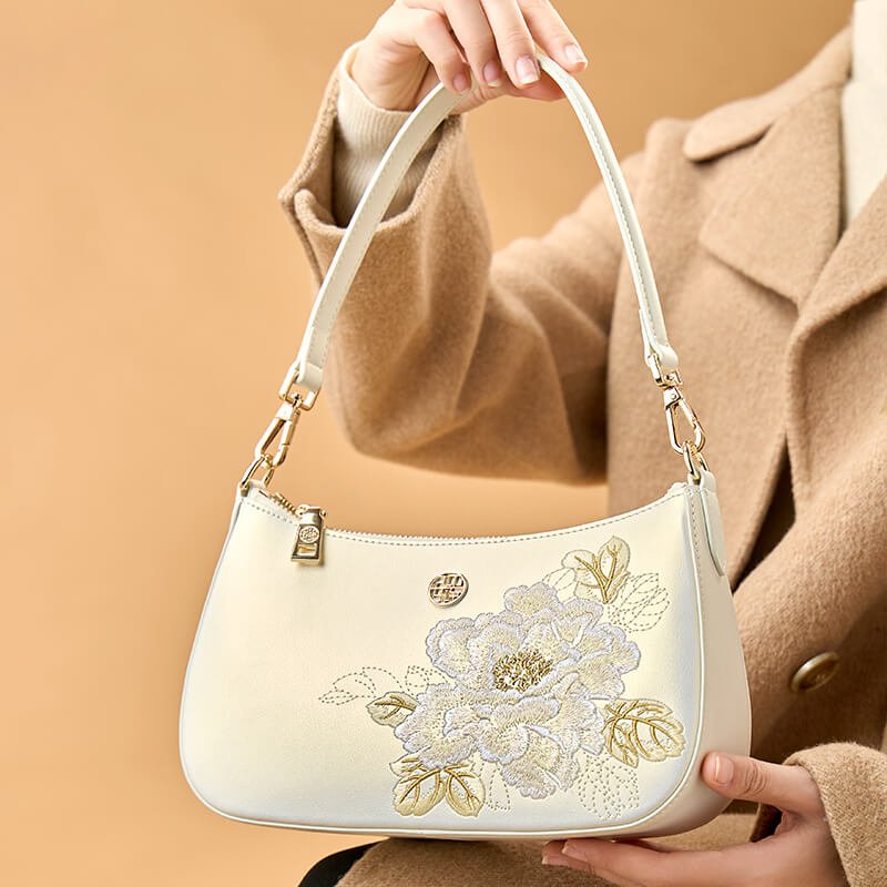 Bloom of Legacy Leather and Silk Crossbody Bag – Babylon Leather - Babylon LeatherBabylon LeatherTX128-White