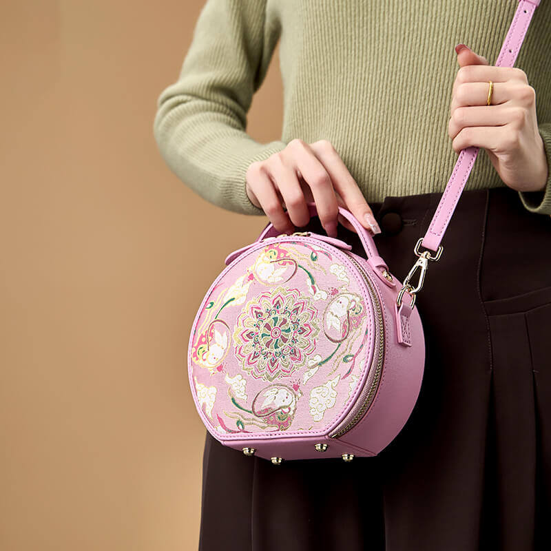 Blooming Heart Leather and Silk Handbag – Babylon Leather - Babylon LeatherBabylon LeatherTX080-Pink