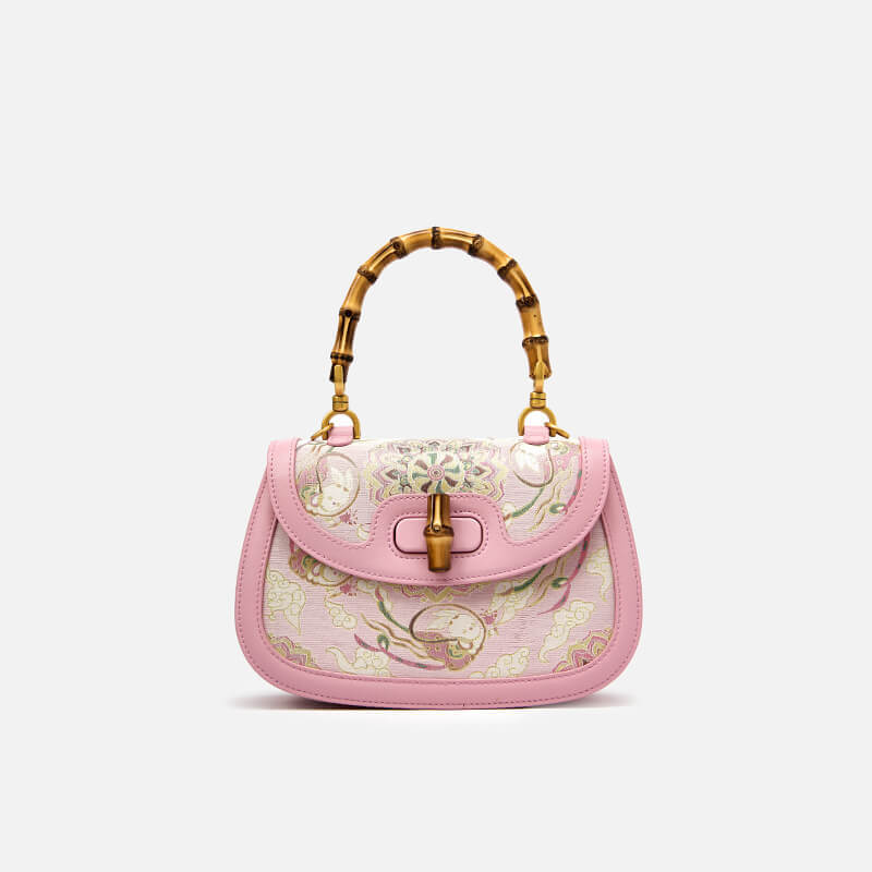 Blooming Heart Silk and Leather Handbag – Babylon Leather - Babylon LeatherBabylon LeatherTX079-Pink