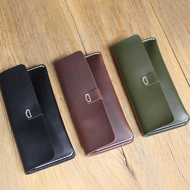 Buckle Long Phone Wallet Crazy Horse Leather DIY Kit – Babylon Leather - Babylon LeatherBabylon LeatherCY44-Brown