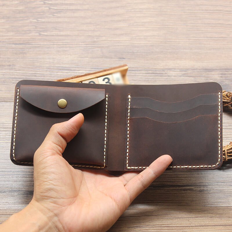 Buckle Wallet with Coin Crazy Horse Leather DIY Kit – Babylon Leather - Babylon LeatherBabylon LeatherCY40-Brown