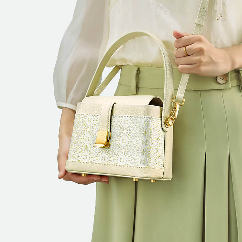 Calm Triumph Leather and Silk Handbag – Babylon Leather - Babylon LeatherBabylon LeatherTX071-White