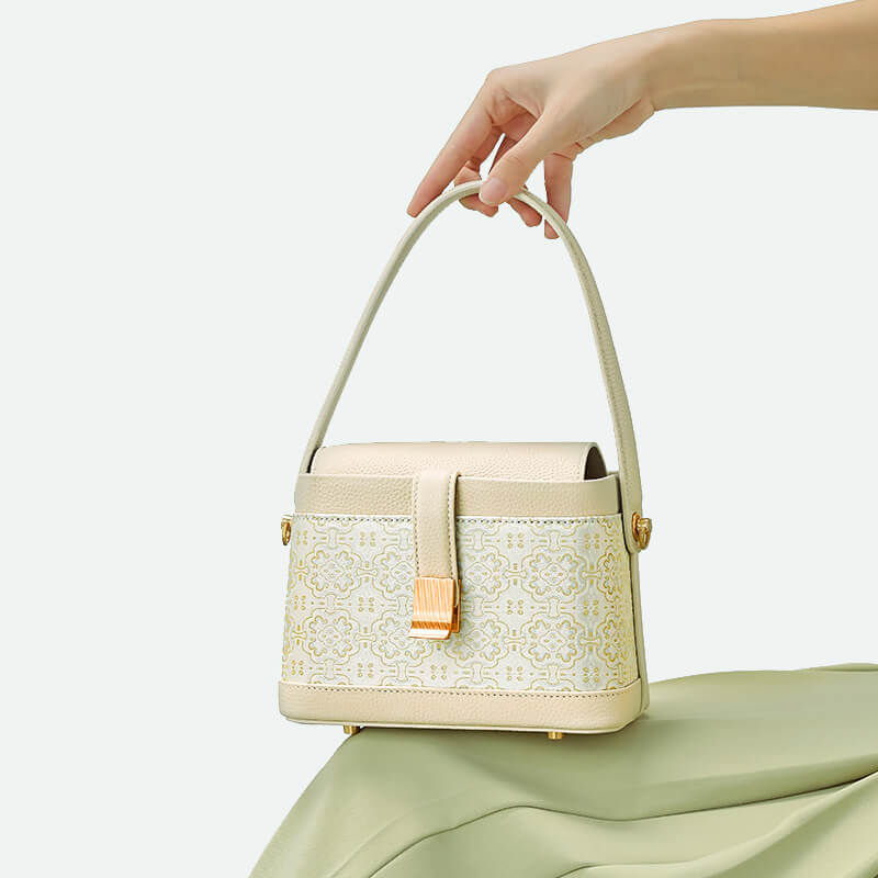 Calm Triumph Leather and Silk Handbag – Babylon Leather - Babylon LeatherBabylon LeatherTX071-White