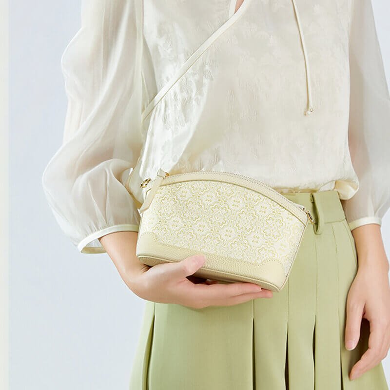 Calm Triumph Leather & Silk Crossbody Bag – Babylon Leather - Babylon LeatherBabylon LeatherTX073-White