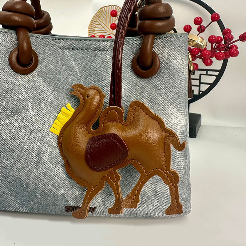 Camel PU Leather Bag Charm Keychain - Babylon Leather - Babylon LeatherBabylon LeatherPP24-Coffee