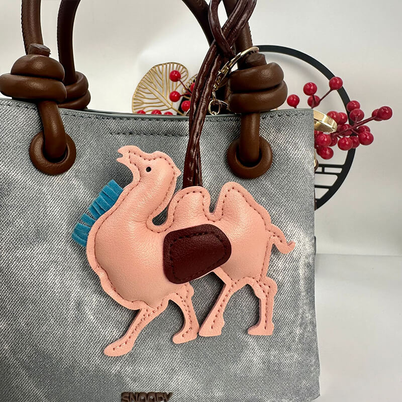 Camel PU Leather Bag Charm Keychain - Babylon Leather - Babylon LeatherBabylon LeatherPP24-Pink