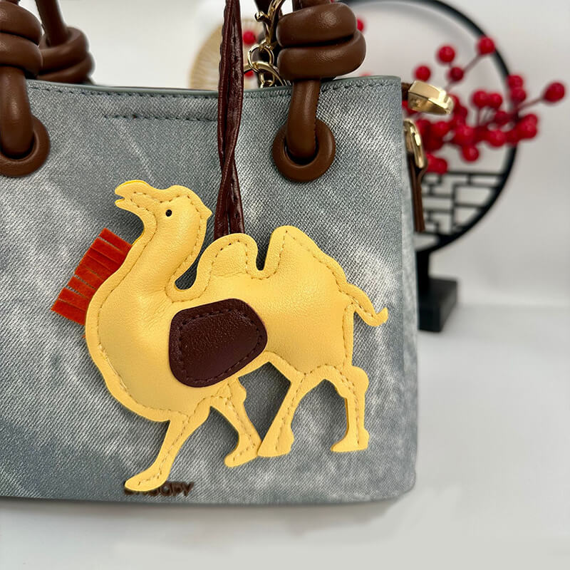 Camel PU Leather Bag Charm Keychain - Babylon Leather - Babylon LeatherBabylon LeatherPP24-Yellow