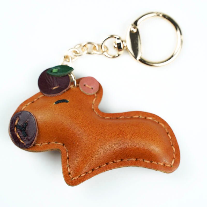 Capybara Shape Leather Charm Keychain – Babylon Leather - Babylon LeatherBabylon LeatherLL54-Brown