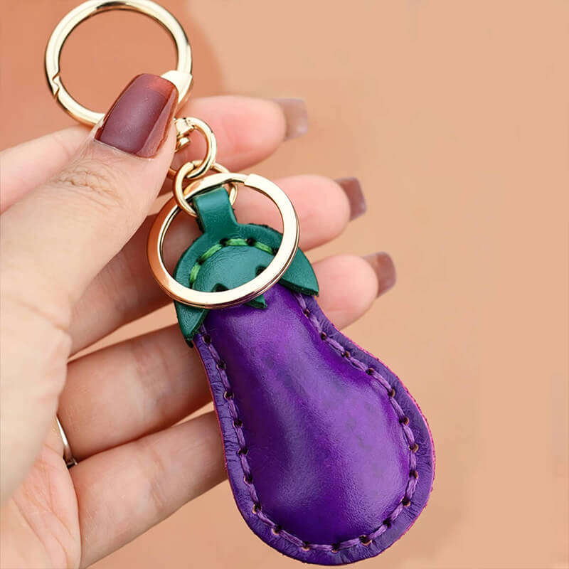 Carrot Leather Bag Charm – Babylon Leather - Babylon LeatherBabylon LeatherLLZ23-Eggplant