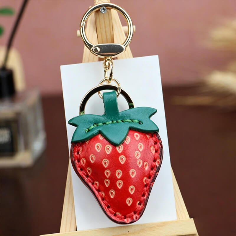 Carrot Leather Bag Charm – Babylon Leather - Babylon LeatherBabylon LeatherLLZ23-Strawberry