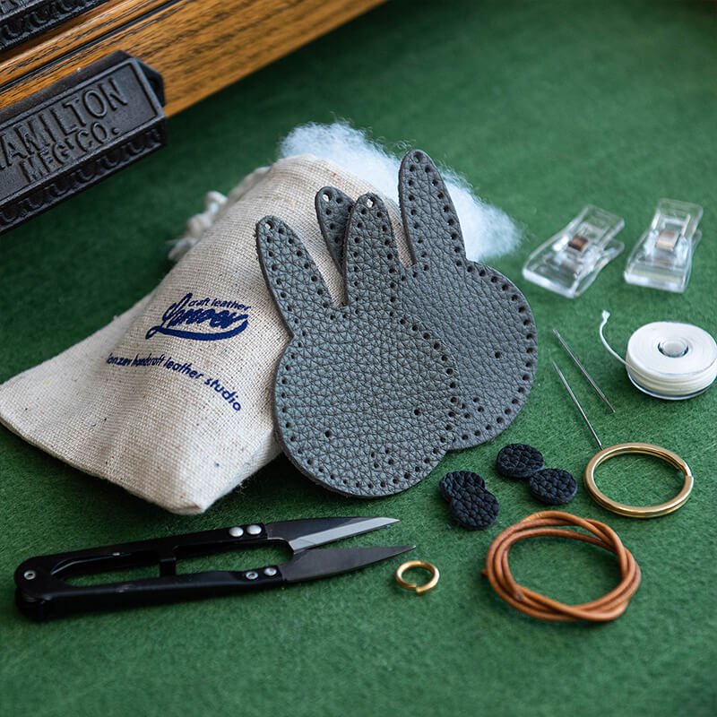 Cartoon Bunny Keychain DIY Leather Kit – Babylon Leather - Babylon LeatherBabylon LeatherLZ68-Grey