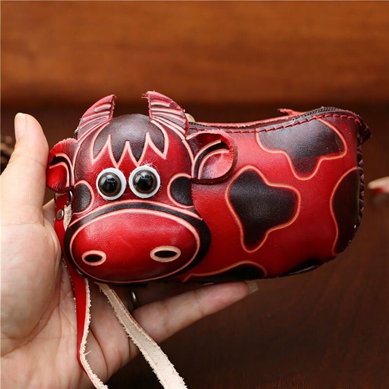 Cartoon Calf Mini Leather Coin Purse – Babylon Leather - Babylon LeatherBabylon LeatherLLZ100-Red