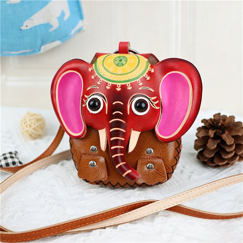 Cartoon Elephant Mini Leather Coin Purse – Babylon Leather - Babylon LeatherBabylon LeatherLLZ106-Brown