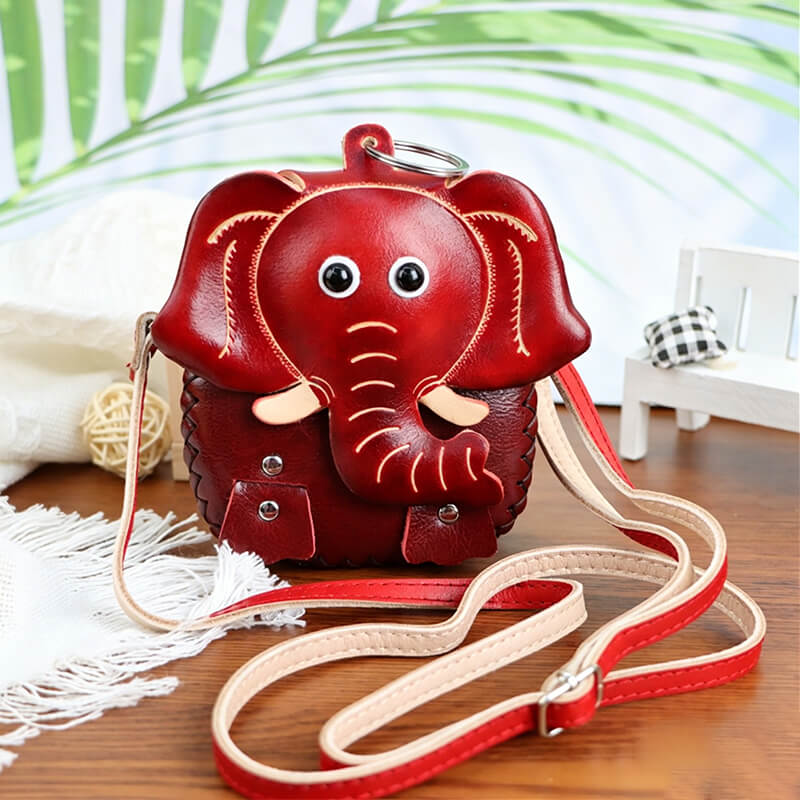 Cartoon Elephant - Shaped Leather Coin Purse – Babylon Leather - Babylon LeatherBabylon LeatherLLZ48-Red