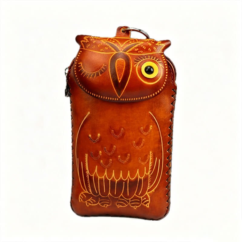 Cartoon Owl-Shaped Leather Phone Bag – Babylon Leather - Babylon LeatherBabylon LeatherLLZ130-Brown