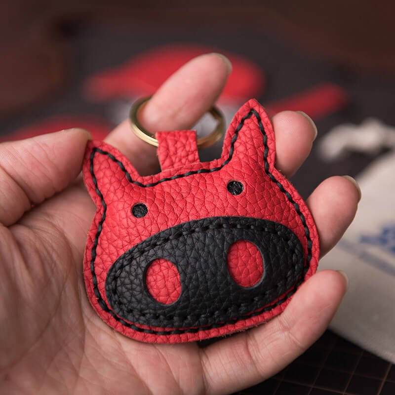 Cartoon Style Keychain DIY Leather Kit– Babylon Leather - Babylon LeatherBabylon LeatherLZ63-Red