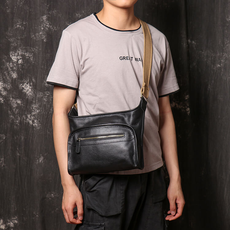 Casual Men’s Leather Crossbody Bag – Babylon Leather - Babylon LeatherBabylon LeatherLJ060 - Black