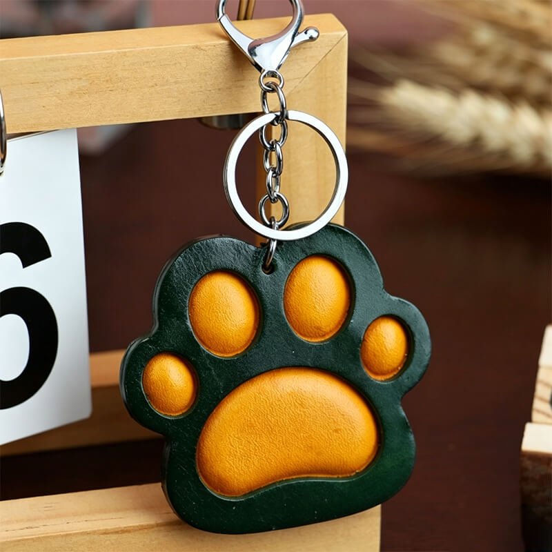 Cat Paw Leather Bag Charm – Babylon Leather - Babylon LeatherBabylon LeatherLLZ120-Green & Brown