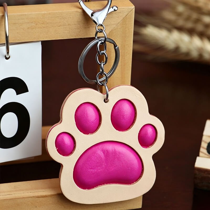 Cat Paw Leather Bag Charm – Babylon Leather - Babylon LeatherBabylon LeatherLLZ120-Original & Fuchsia