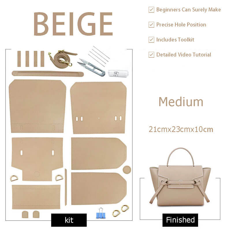 Catfish Leather Tote Bag DIY Kit – Babylon Leather - Babylon LeatherBabylon LeatherSY02 - Beige - Medium - White