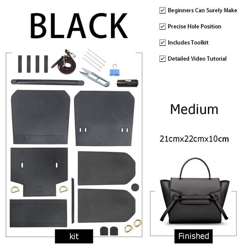 Catfish Leather Tote Bag DIY Kit – Babylon Leather - Babylon LeatherBabylon LeatherSY02 - Black - Medium - Color - Matched