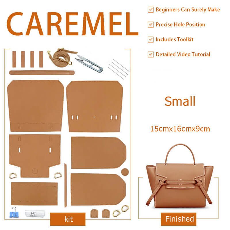 Catfish Leather Tote Bag DIY Kit – Babylon Leather - Babylon LeatherBabylon LeatherSY02 - Caramel - Small - White