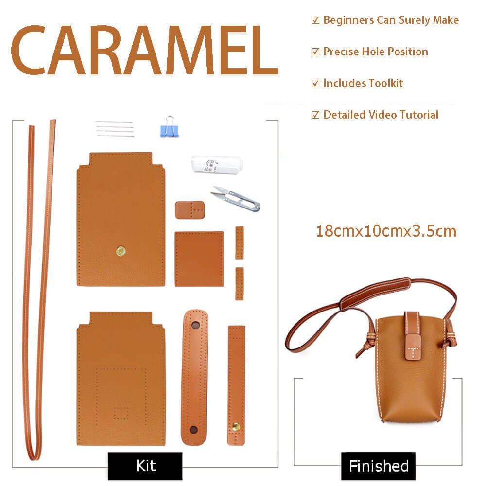 Cell Phone Crossbody DIY Kit – Babylon Leather - Babylon LeatherBabylon LeatherSY86-Caramel-White