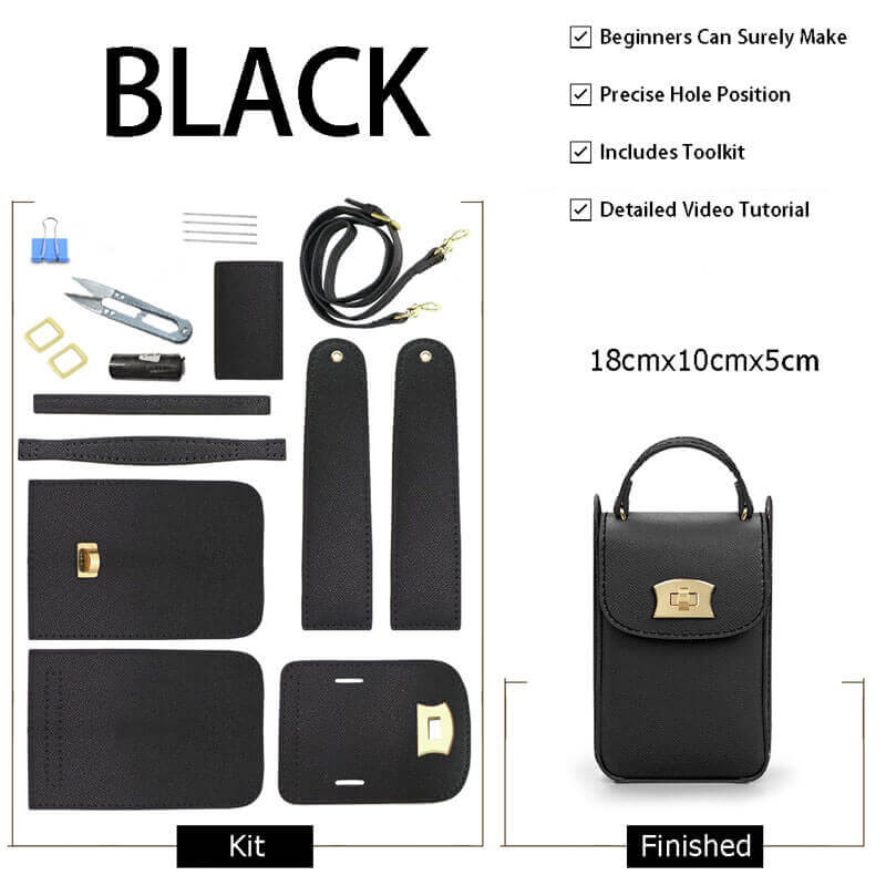 Cell Phone Purse Crossbody Bag DIY Kit – Babylon Leather - Babylon LeatherBabylon LeatherSY51-Black-Color-Matched