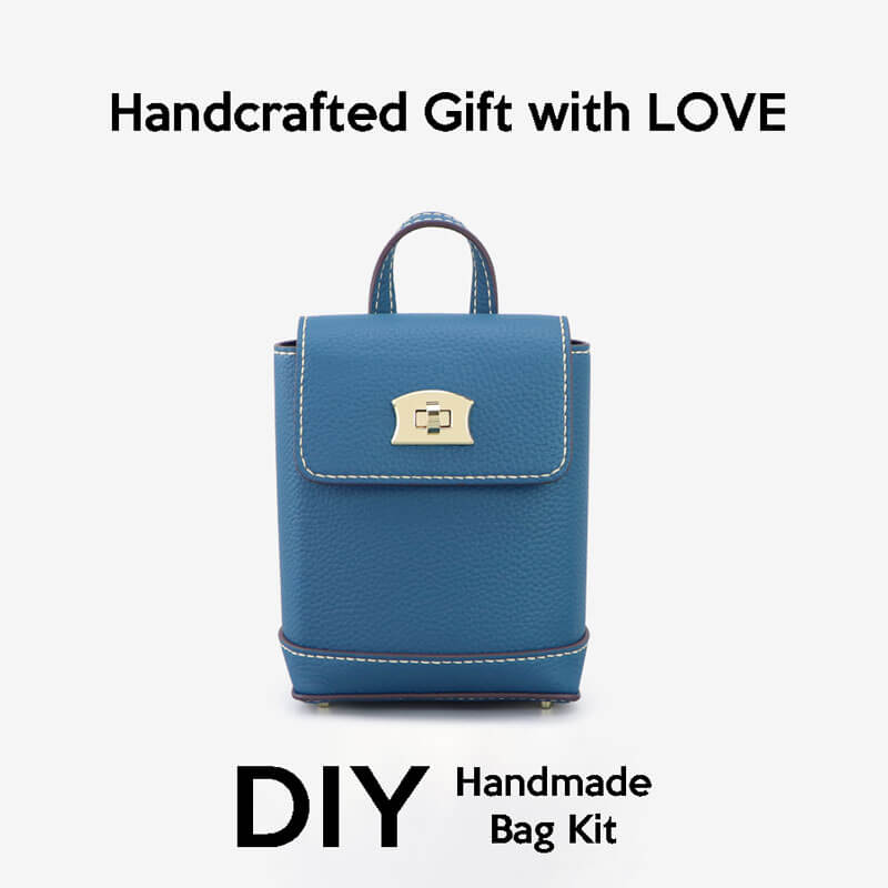 Cell Phone Purse Mini Leather Backpack DIY Kit – Babylon Leather - Babylon LeatherBabylon LeatherSY50 - Matching Color - Lychee Pattern Leather - Peacock Blue