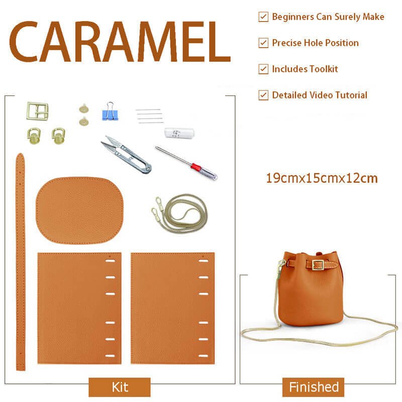 Chain Strap Bucket Bag DIY Kit – Babylon Leather - Babylon LeatherBabylon LeatherSY24 - Caramel - White