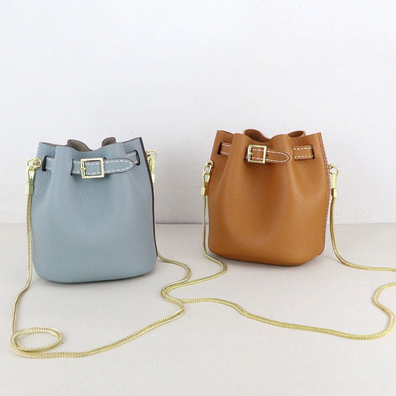 Chain Strap Bucket Bag DIY Kit – Babylon Leather - Babylon LeatherBabylon LeatherSY24 - Haze Blue - White