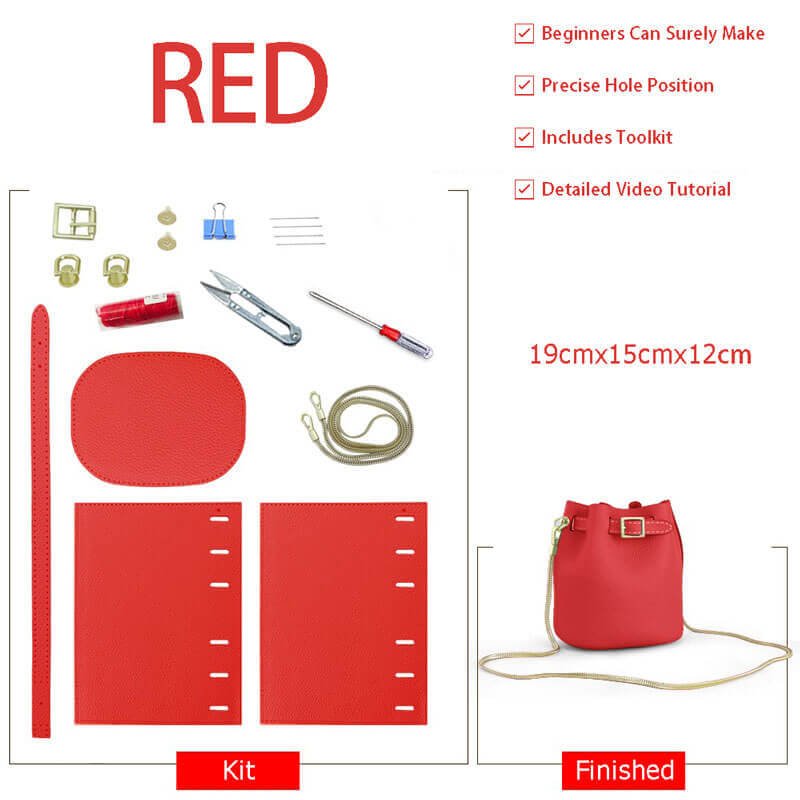 Chain Strap Bucket Bag DIY Kit – Babylon Leather - Babylon LeatherBabylon LeatherSY24 - Red - Color - Matched