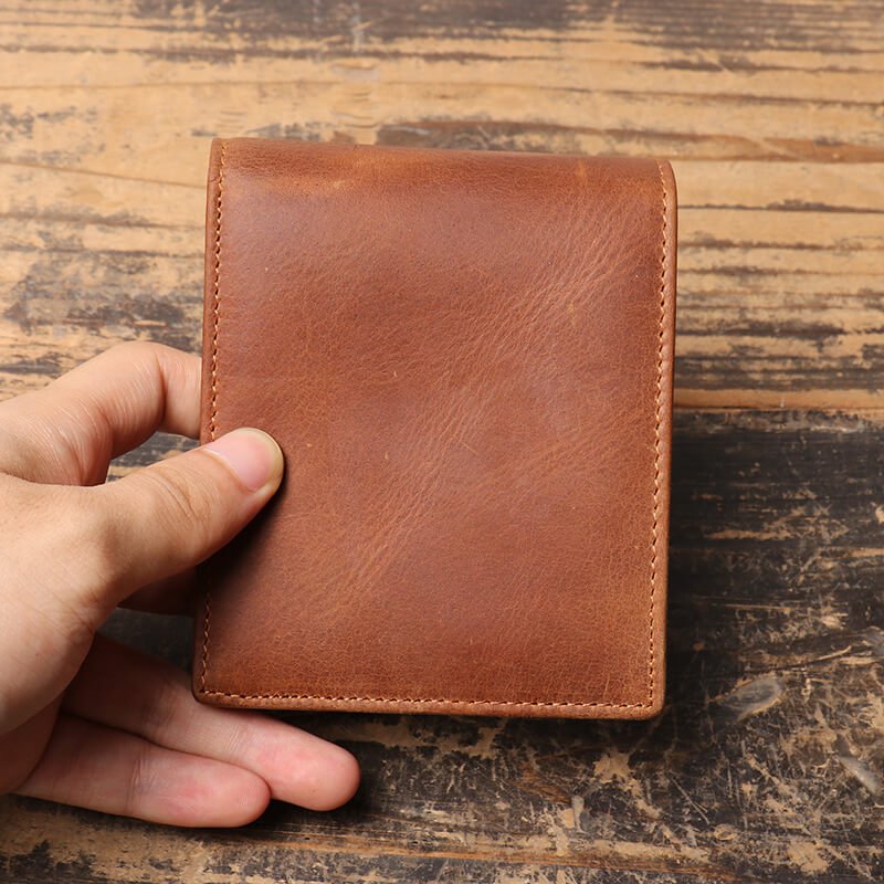 Classic Men’s Top - Grain Leather Bi - Fold Card Wallet – Babylon Leather - Babylon LeatherBabylon LeatherLJ122-Brown