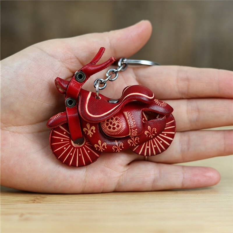 Classic Motorcycle Leather Bag Charm – Babylon Leather - Babylon LeatherBabylon LeatherLLZ115-2-Red